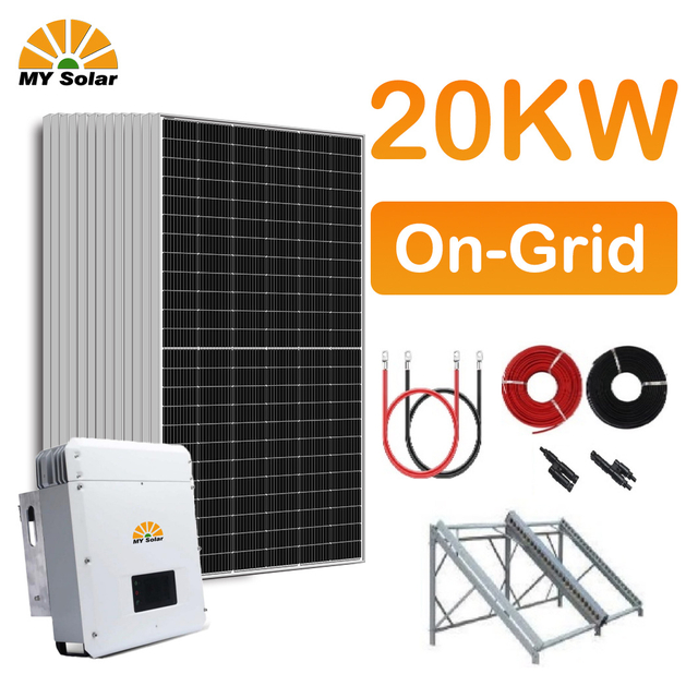 Sistem Tenaga Solar Grid Hibrid Lengkap Kediaman 10Kw 20Kw Kos Sistem Tenaga Panel Suria Untuk Rumah Di Eropah